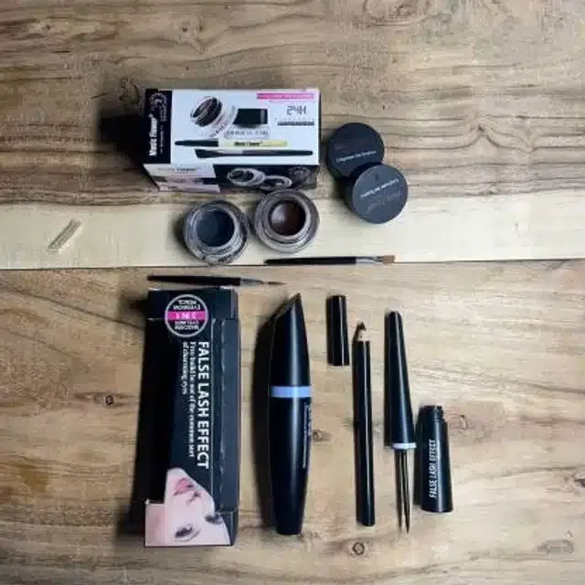 3 in 1 Mascara with 2 Pcs Gel Eyeliner, Black, Set of 2