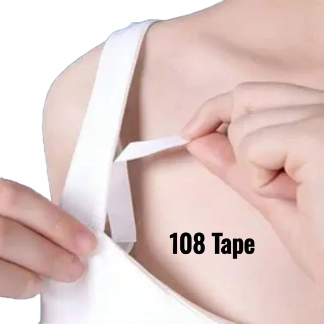 Acrylic Film Clothing 108 Double Sided Tape Strips, Transparent, Set of 1