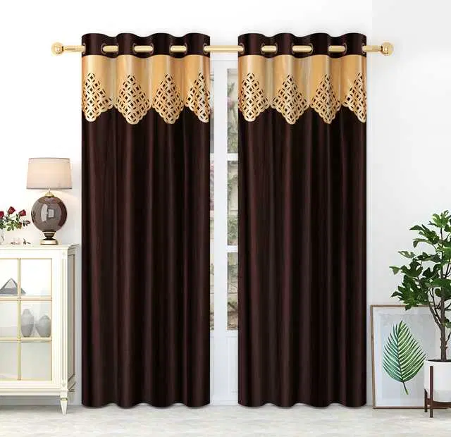 Homefab Polyester Curtains, Coffee Brown, 5 Feet, HF-171