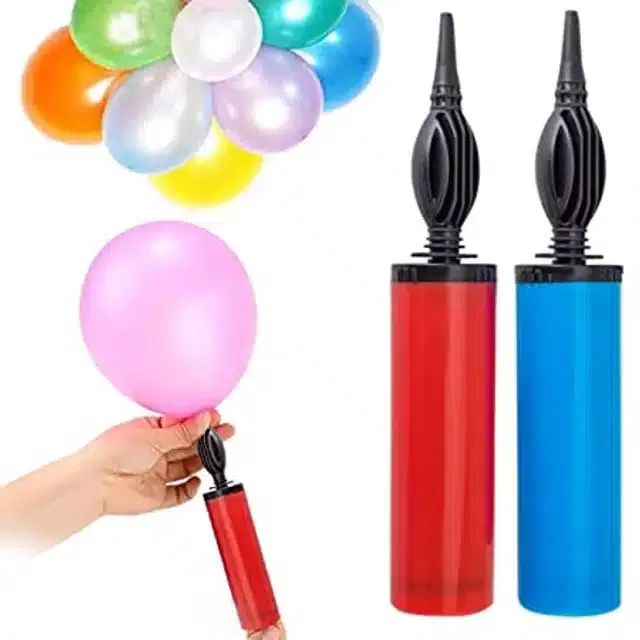 Balloon Pump for Party Decoration, Red & Blue, Pack of 2