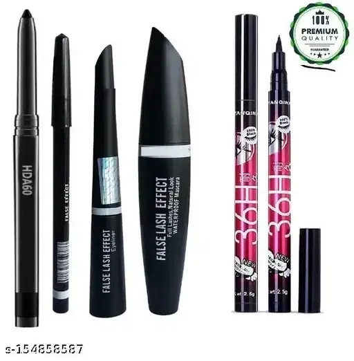 6 Pcs Eye Makeup Combo (Set of 1), Kajal, Eye Liner, Mascara