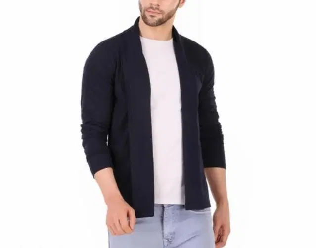 Cotton Blend Shrug for Men (Blue, M)