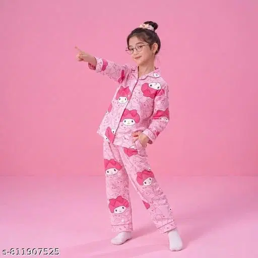 Night Suit for Girls (Pink, 5-6 Years)