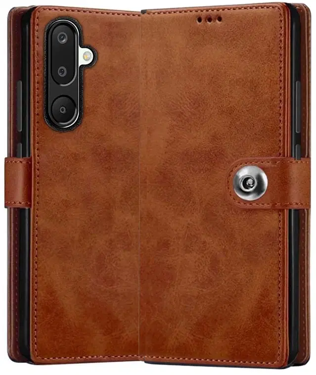 Artificial Leather Flip Cover For Samsung M56 5G / F56 5G, Brown