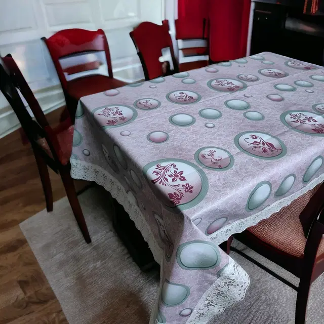 Polyester Printed Table Cloth, Pink, 60x90 inches