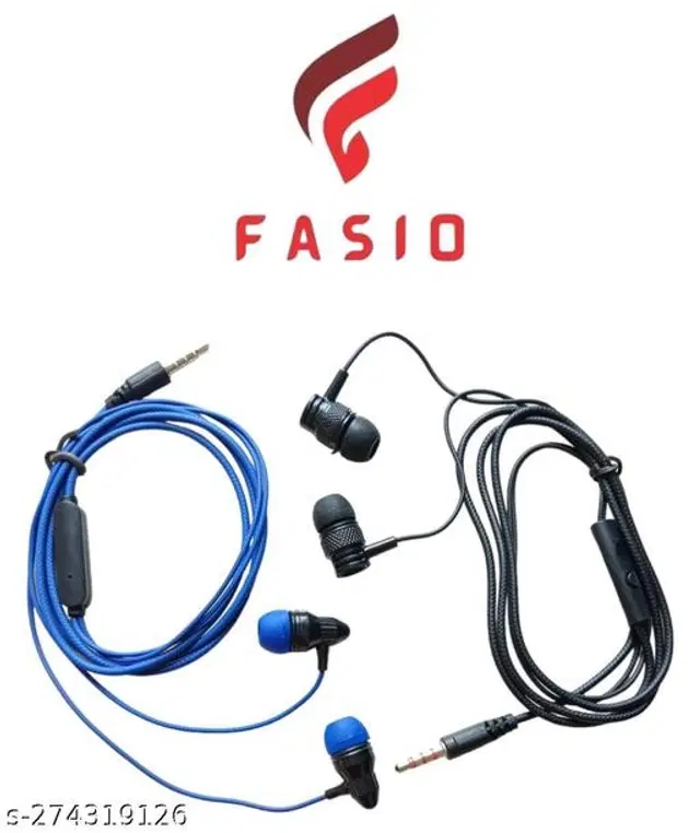 Premium 3.5 mm Jack Wired Earphones, Blue & Black, Pack of 2