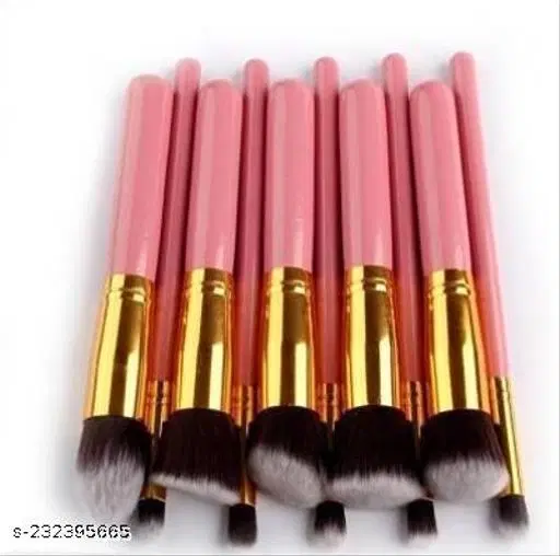 10 pcs Premium Cosmetic Makeup Brush Set Foundation Blending Blush Eyeliner Face Powder Brush Makeup Brush Kit (Multi color).. (Pack of 10)