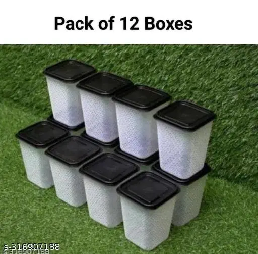 Plastic Storage Containers, White, Pack of 12 (1000 ml)