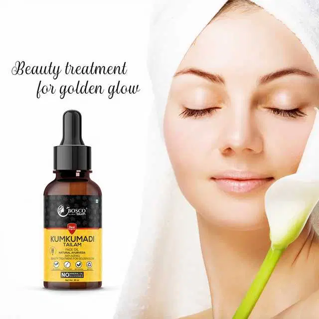 Bosco Touch Kumkumadi Tailam Face Oil, With Pure Kashmiri Saffron For Skin Lightening, Healthy & Glowing Skin, 30 ml, B-1