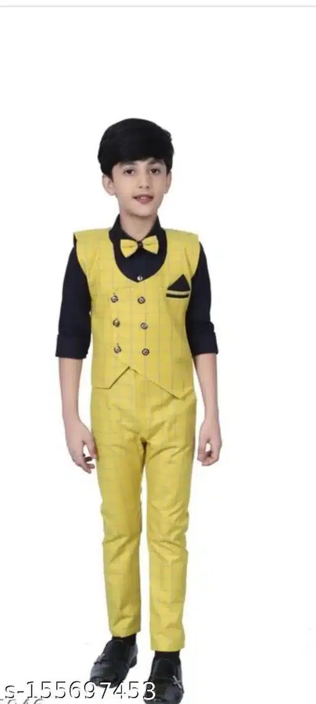 3 Pcs Coat Pant Set for Boys (Multicolor, 4-5 Years)