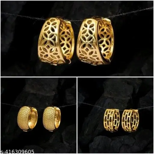 Gold-Plated Earrings/Studs/Bali Combo For Women'S/Girls
