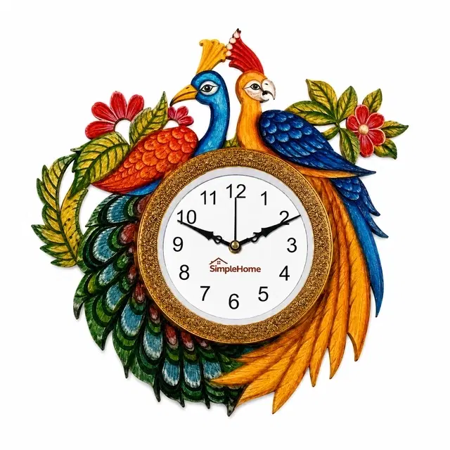 SimpleHome Mdf Peacock Wall Clock 13in