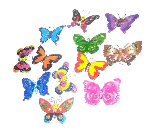 PVC Removable 3D Butterfly Wall Stickers, Multicolor, Pack of 12