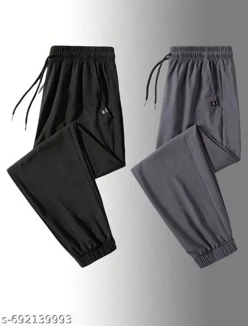 Cotton Pants for Boys, Black & Grey, Pack of 2 (36)