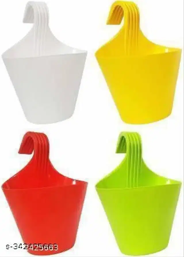 Plastic Hanging Planters, Multicolor, Pack of 4