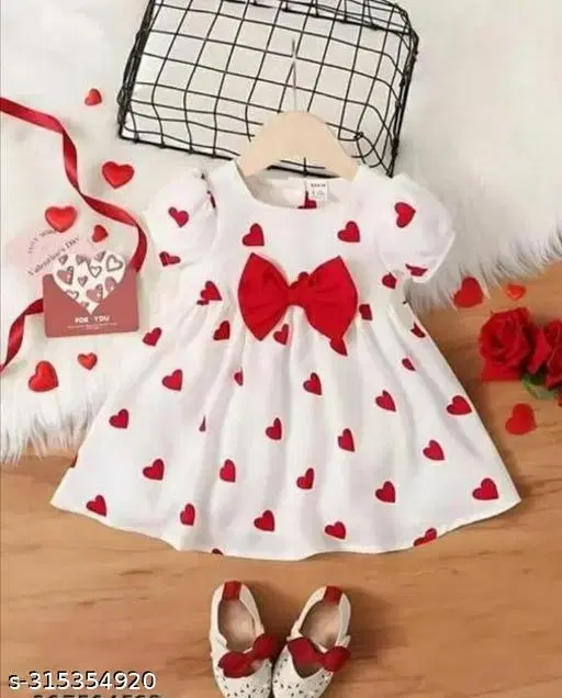 Rayon Frock for Girls (White, 2-3 Years)