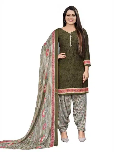 Sharda Creation Women's Dress Material (Mehndi) (SC46)