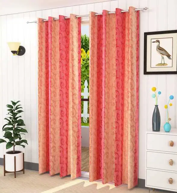 Homefab Polyester Curtains, Pink, 5 Feet, HF-215
