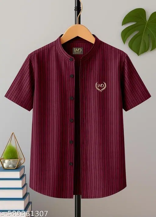 Self Design Cotton Blend Short Sleeve Polo for Boys (Maroon, 8-9 Years)