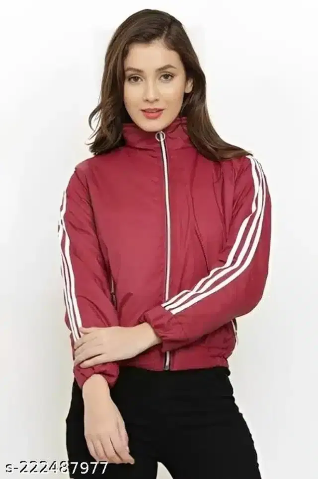 Polyester Solid Full Sleeves Jacket for Girls (Maroon, 9-10 Years)
