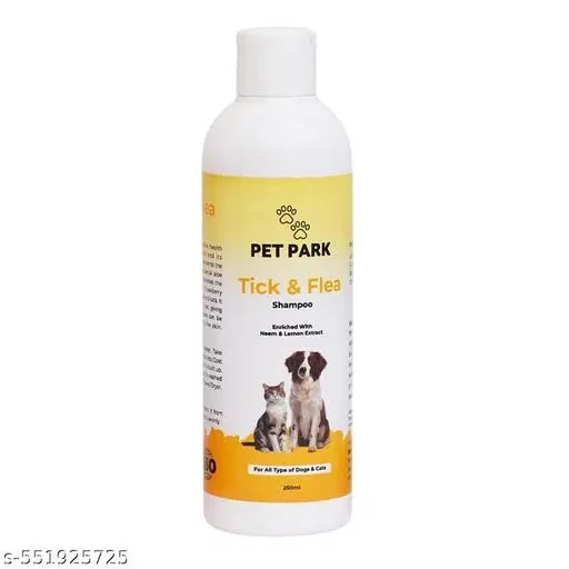 Pet Park (Pack of 1) Anti-Tick & Flea Shampoo (250 Ml) |Enriched with Neem & Lemon | pH Balanced | Safe for Puppies All Breeds & Cat | Shampoo For All Type of Dogs & Cats.