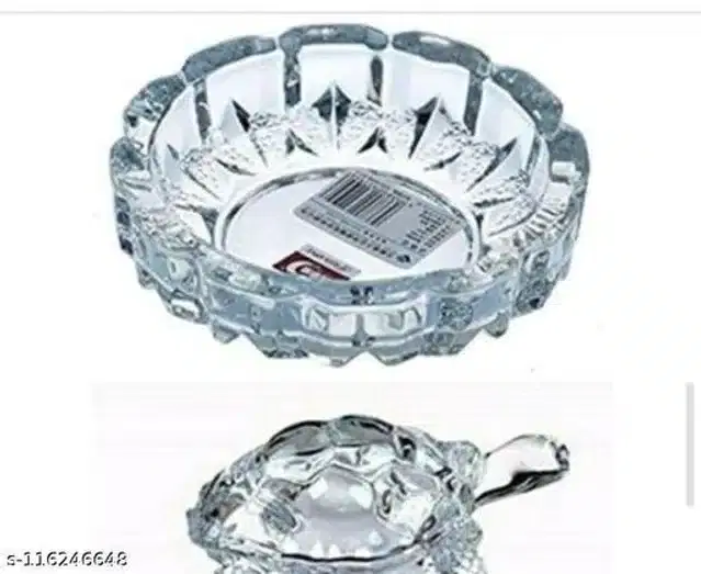 Crystal Turtle with Plate, Transparent, Set of 1
