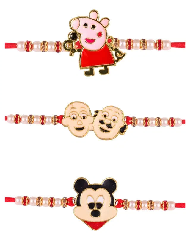 Designer Cartoon Characters Rakhi for Kids, Multicolor, Pack of 3