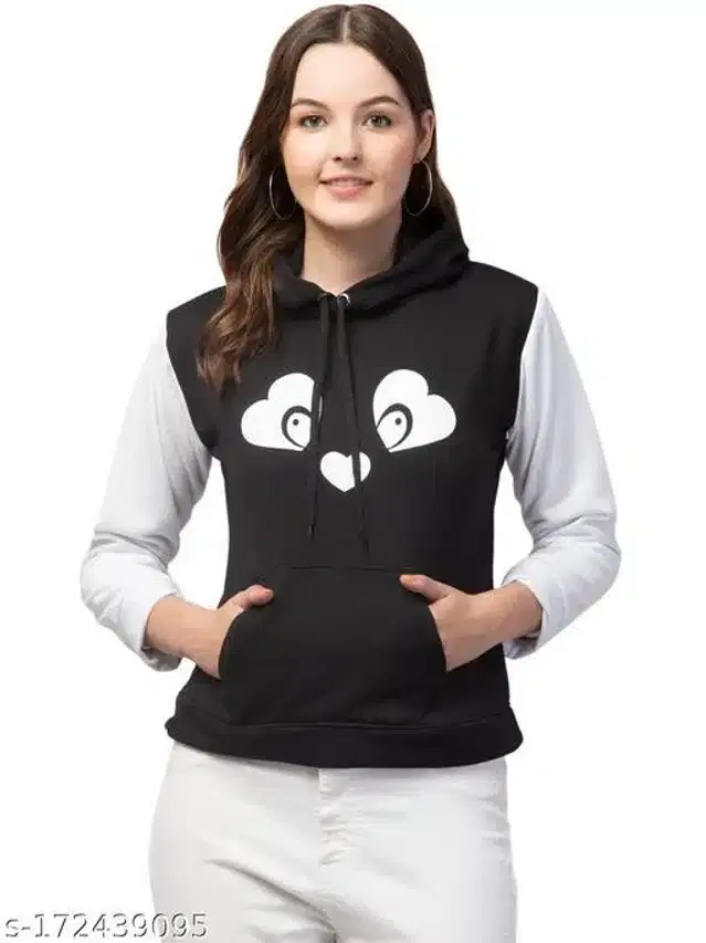 Full Sleeves Sweatshirts For Women (Black & White, S)