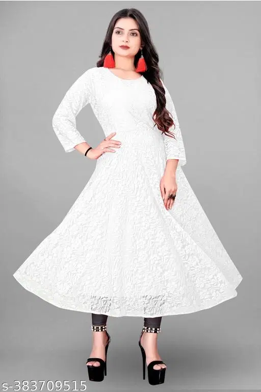 Net Kurti for Women,  White  (S)