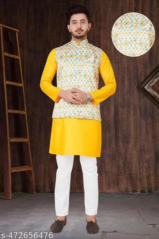 Sleeveless Cotton Koti Set for Men (M)