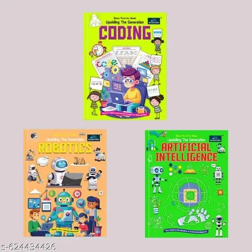 STEM Activity Book Set of 3 – Upskilling the Generation | Learn Artificial Intelligence, Coding & Robotics | Interactive Educational Workbooks for Kids | Hands-On STEM Learning | Age 8+