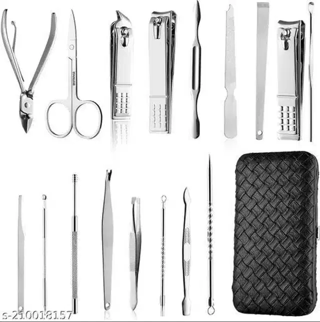 Stainless Steel Manicure Pedicure Kit, Pack of 16