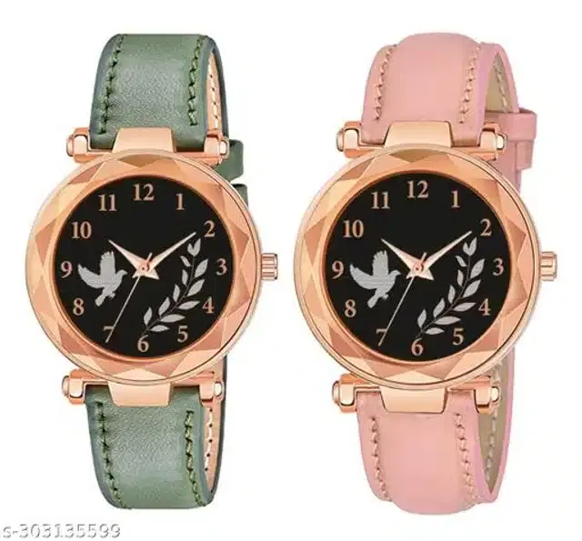 Analog Watch for Women, Pack of 2 (Multicolor)