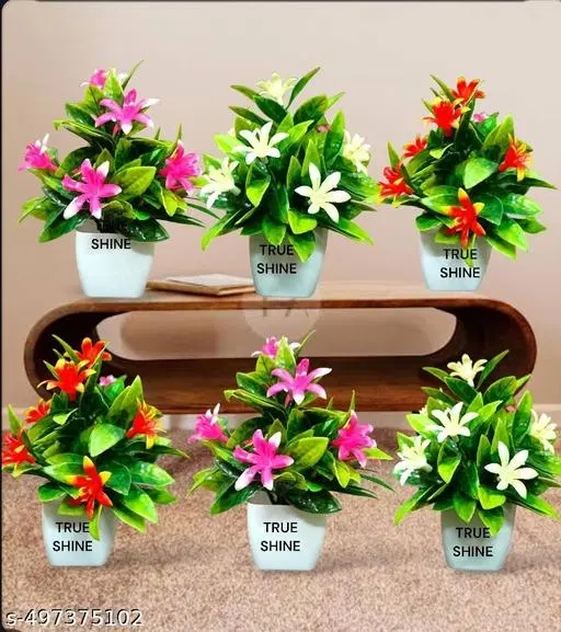 Plastic Artificial Flowers, Multioclor, Pack of 6