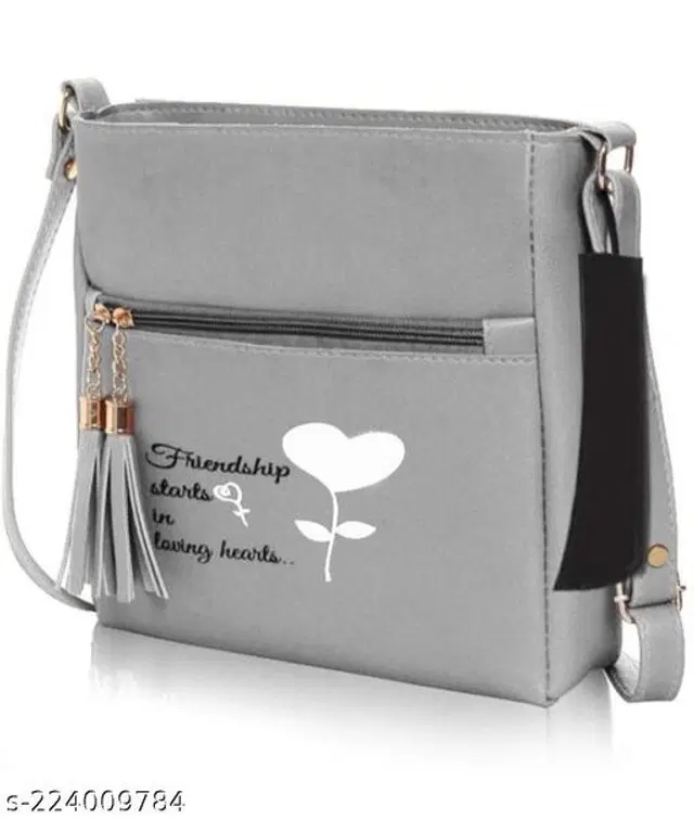 PU Sling Bag for Women (Grey)