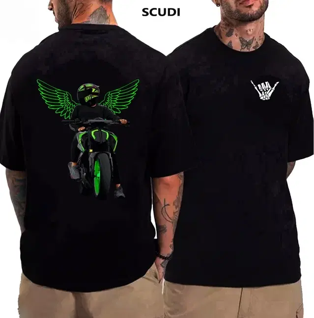 Cotton Blend Printed T-Shirt for Men, Black (XXL)