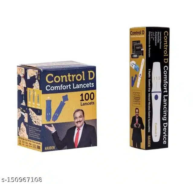Control D Adjustable Lancet Pen Device Glucometer with 100 Pcs Lancets, White, Set of 1