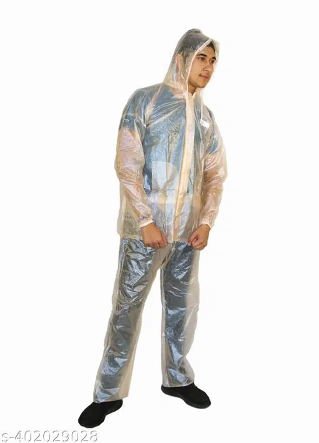 Polyester Rain Coat for Men, Beige, Free Size