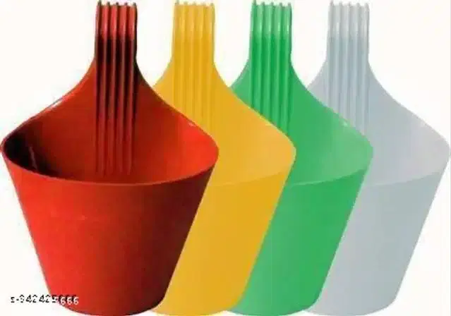Plastic Hanging Planters, Multicolor, Pack of 4
