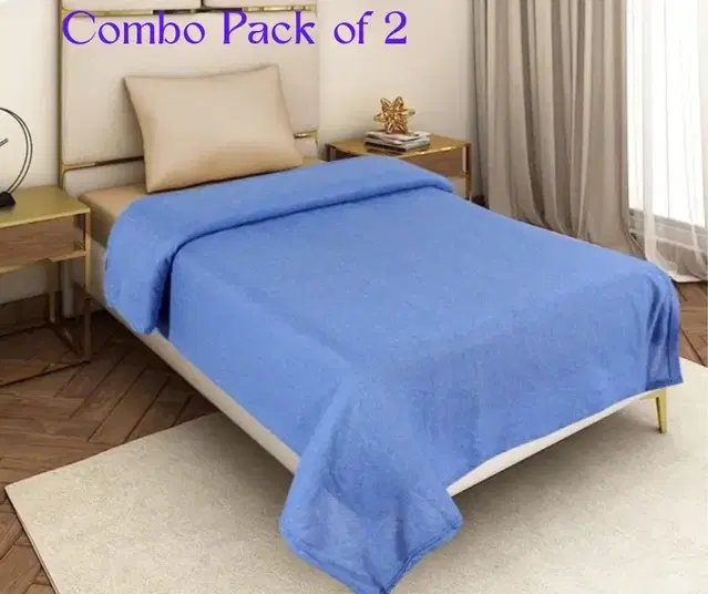 Combo Pack of 2 Arch Melange Fleece Blanket 380gms 120x220cm Blue