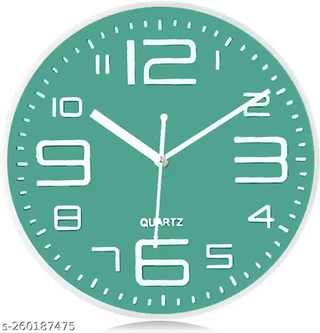 Plastic Analog Wall Clock, Green & White
