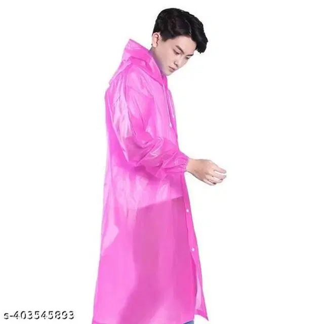 Polyester Rain Coat for Men & Women, Pink, Free Size