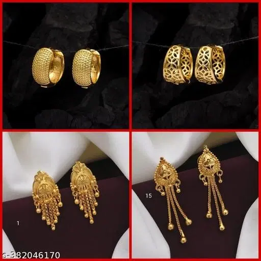 Alloy Earrings for Women, Set of 4 (Multicolor)