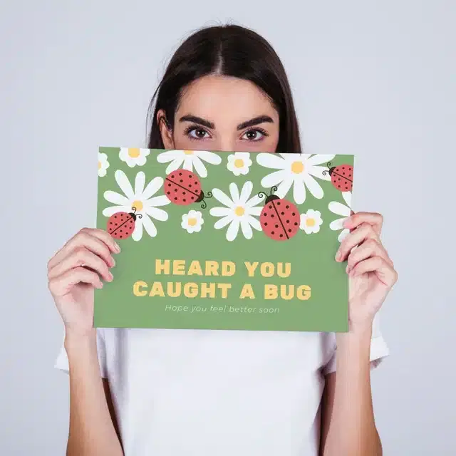 Get Well Soon Printed Card with Envelope, Multicolor, Set of 1