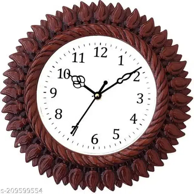 Plastic Analog Wall Clock, Brown & White