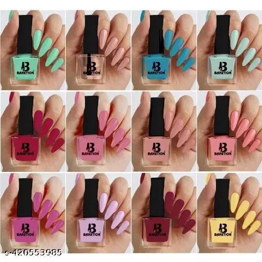 Banetion Matte Nail Polish, Multicolor, Pack of 12