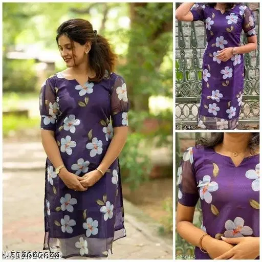 Georgette Kurti for Women (Purple, XXS)