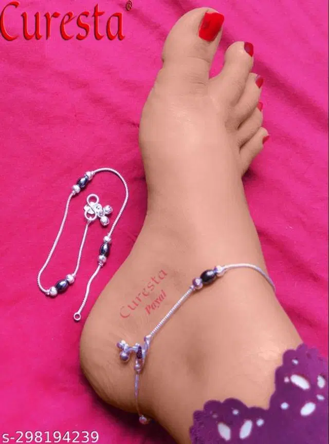 German Silver Anklet for Women, Set of 1 (Silver)