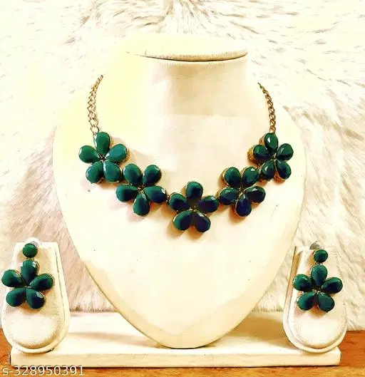 Stylish Kundan & Alloy Women’S Jewellery Sets, Green