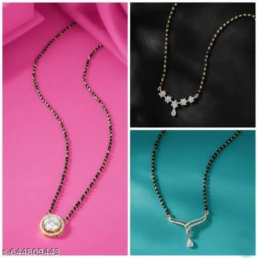 Single Strand Mangalsutra Gold 18 inch for Women, Pack of 3